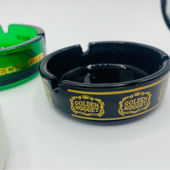 Vintage Lot of 4 Ashtrays Becks Beer Sapporo Golden Nugget & Jerry’s Nugget - Picture 3 of 16